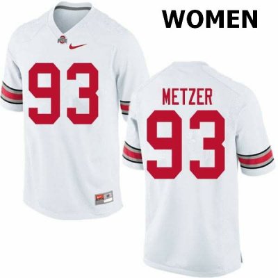 NCAA Ohio State Buckeyes Women's #93 Jake Metzer White Nike Football College Jersey LVY1645GF